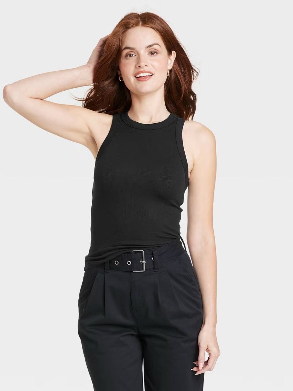 A New Day black Women's Slim Fit Ribbed Tank Top - large